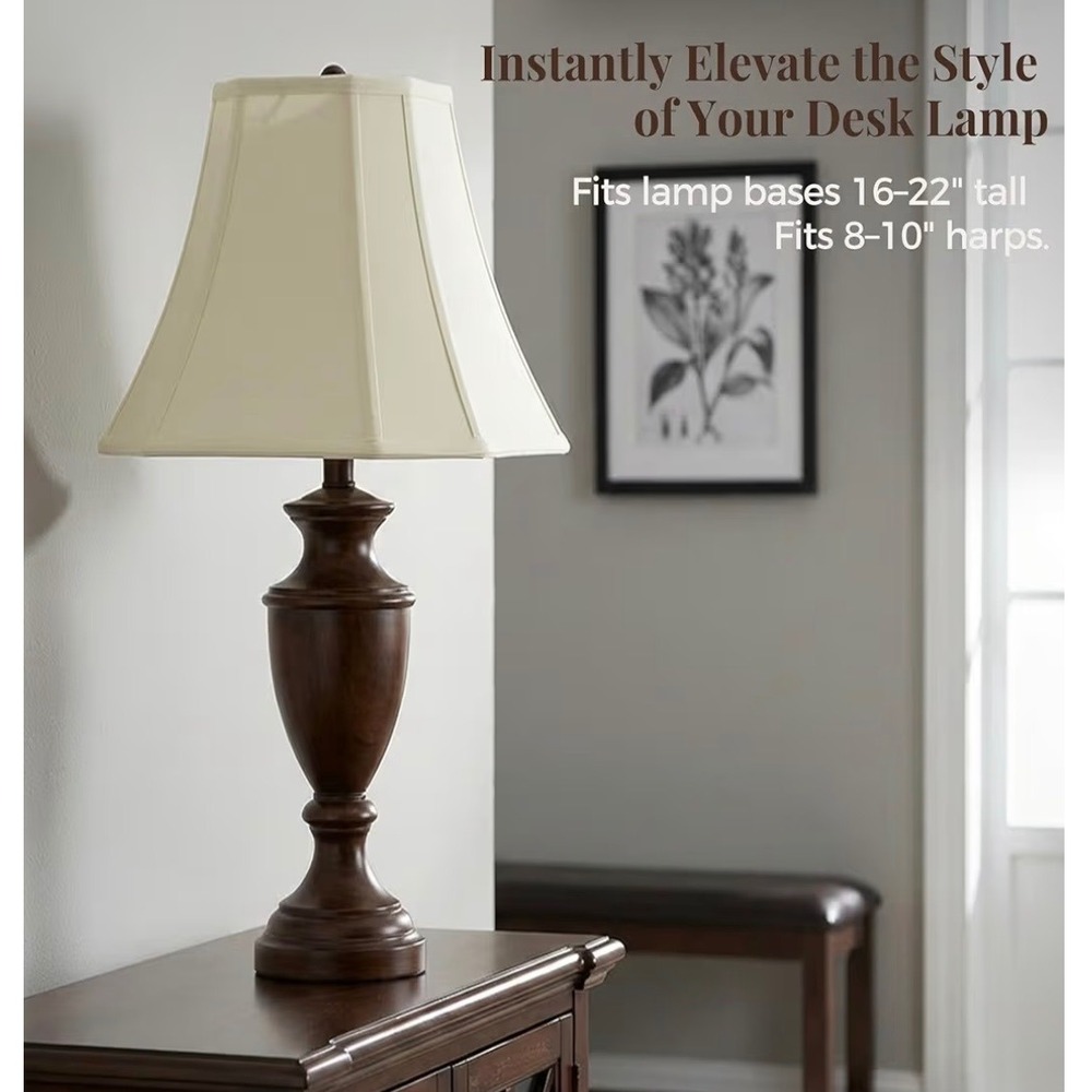 Cream Hexagonal Bell Lamp Shades with Braided Trim | SET OF 2 | Spider Fitter - Picture 4 of 16